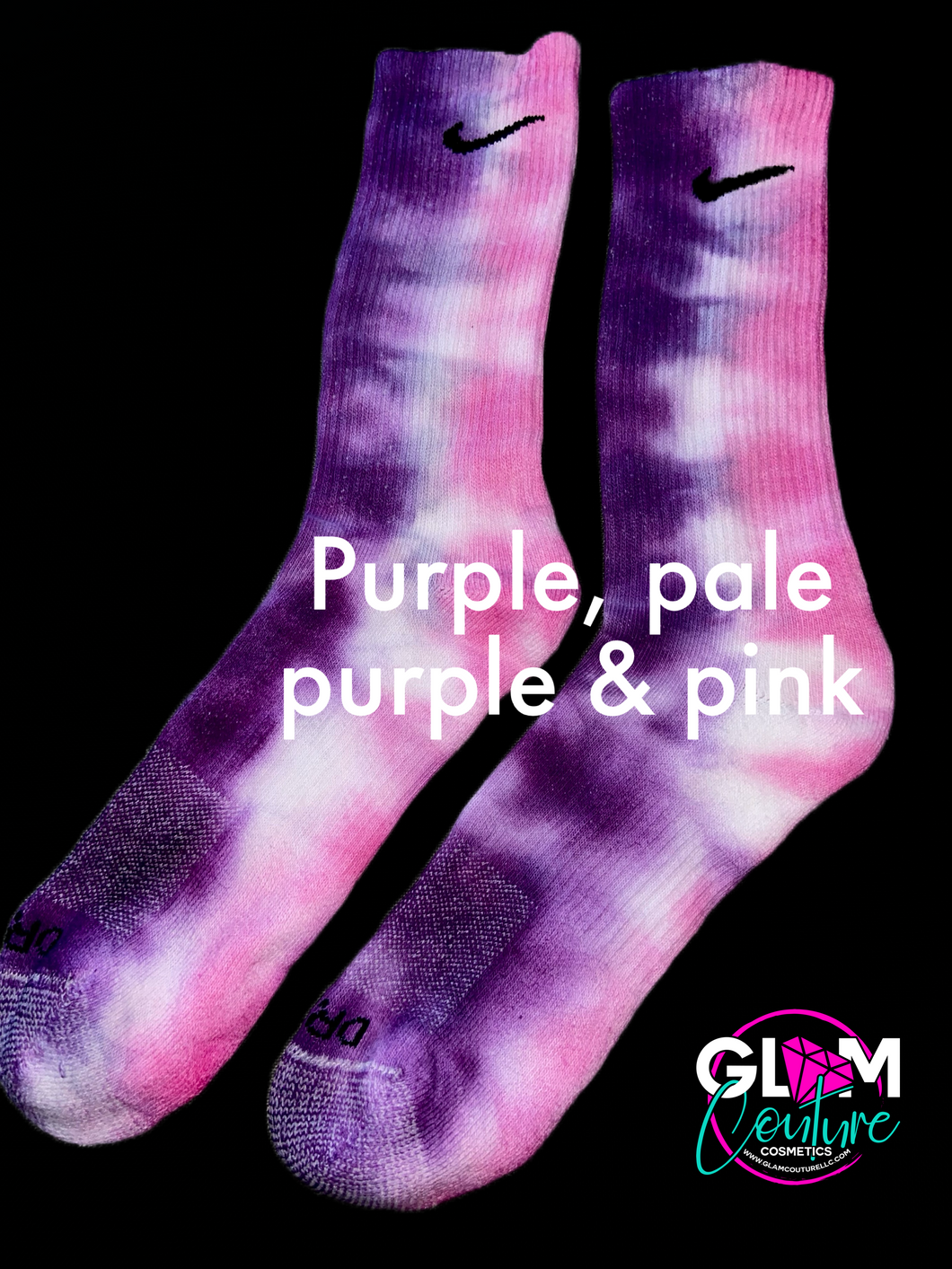 Glam (Inspired) Merch™ - Purple Tie-Dye Nike Socks