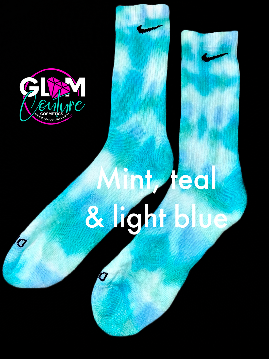 Glam (Inspired) Merch™ - Blue Tie-Dye Nike Socks