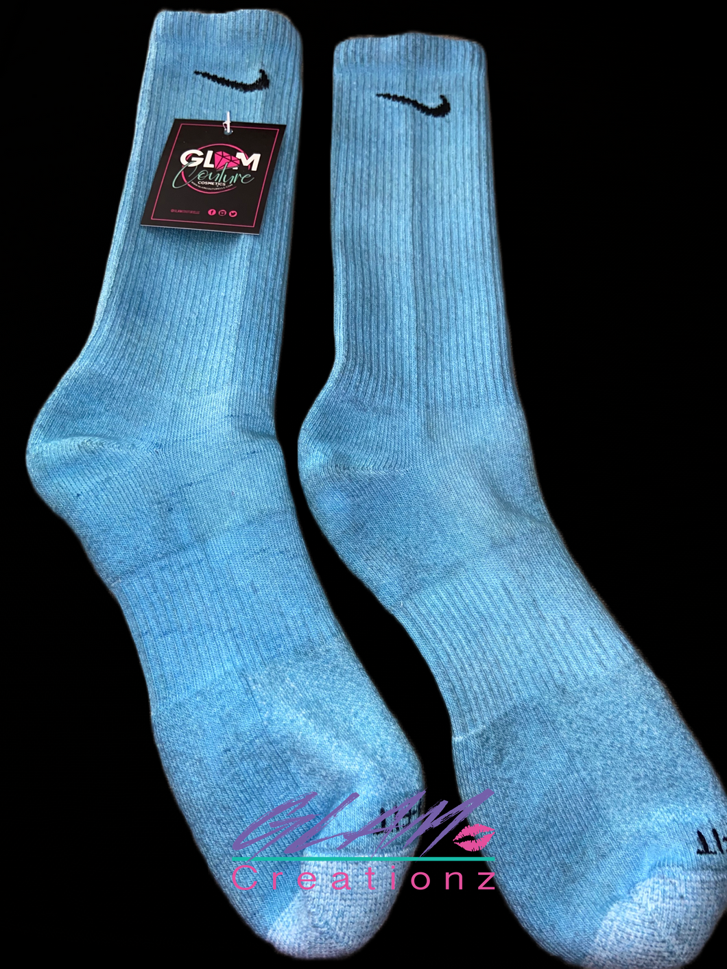 Glam (Inspired) Merch™ - Blue Tie-Dye Nike Socks