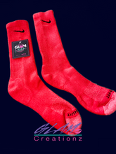 Load image into Gallery viewer, Glam (Inspired) Merch™ - Red Tie-Dye Nike Socks
