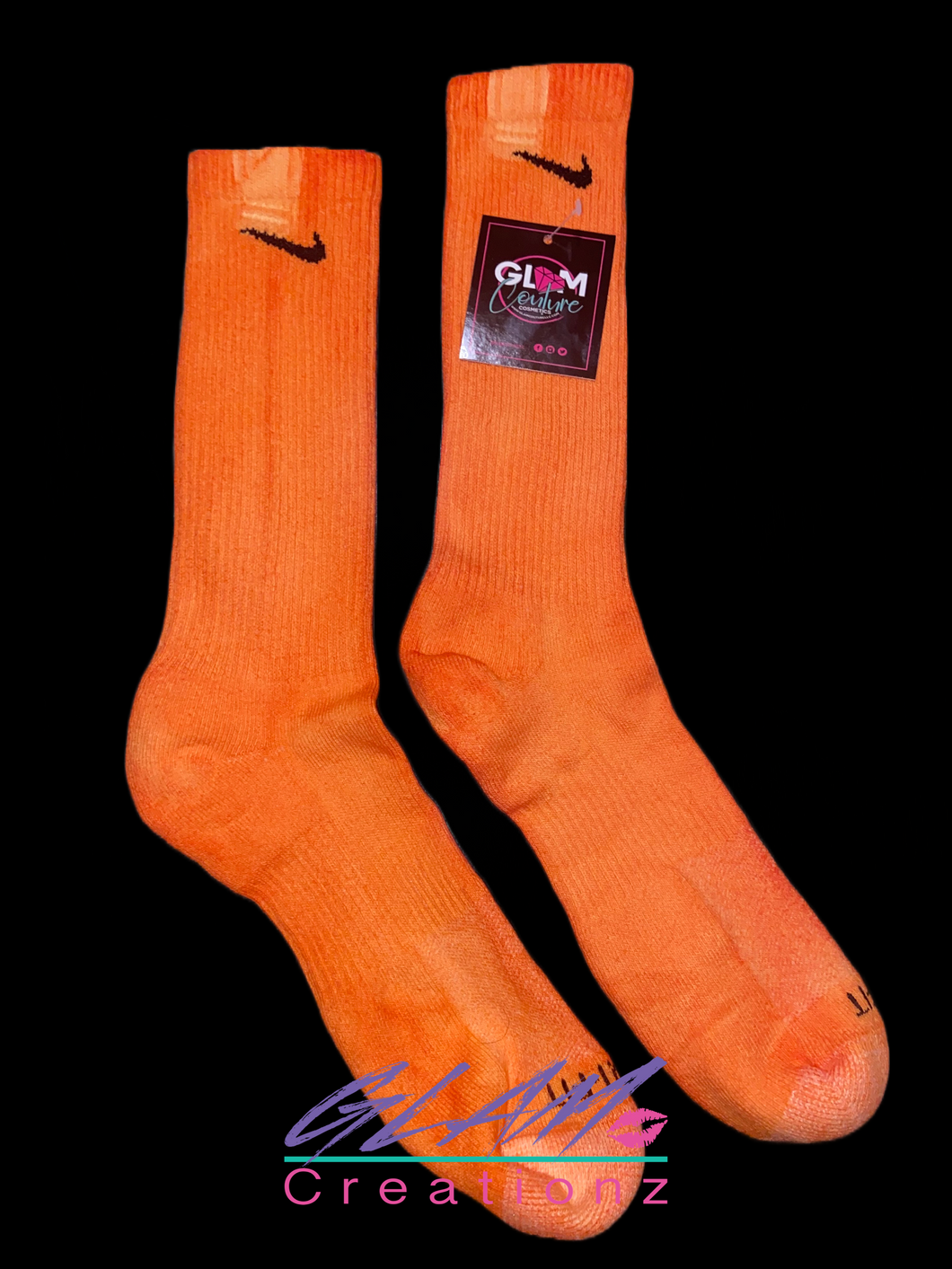 Glam (Inspired) Merch™ - Orange Tie-Dye Nike Socks