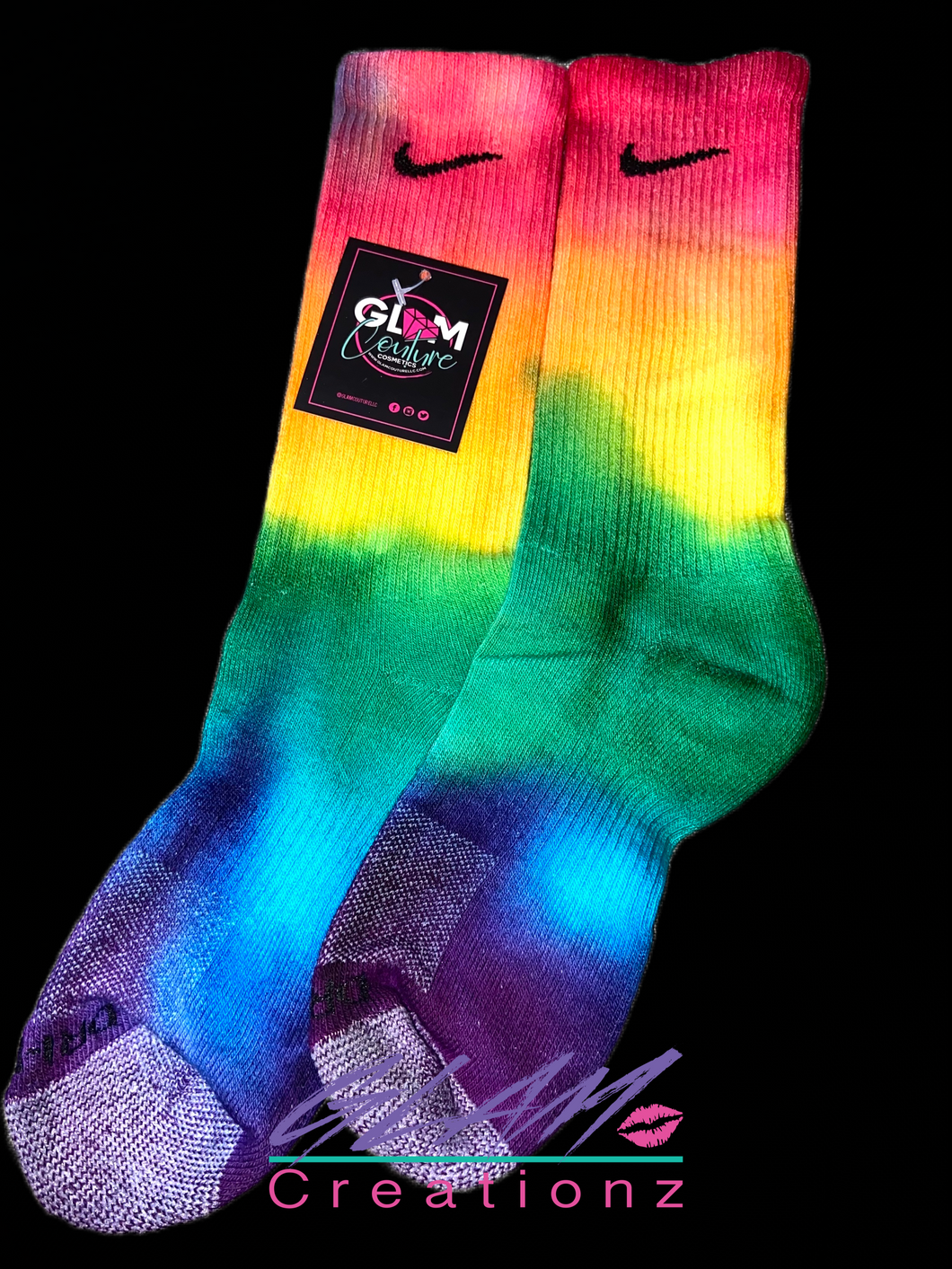 Glam (Inspired) Merch™ - Rainbow Tie-Dye Nike Socks