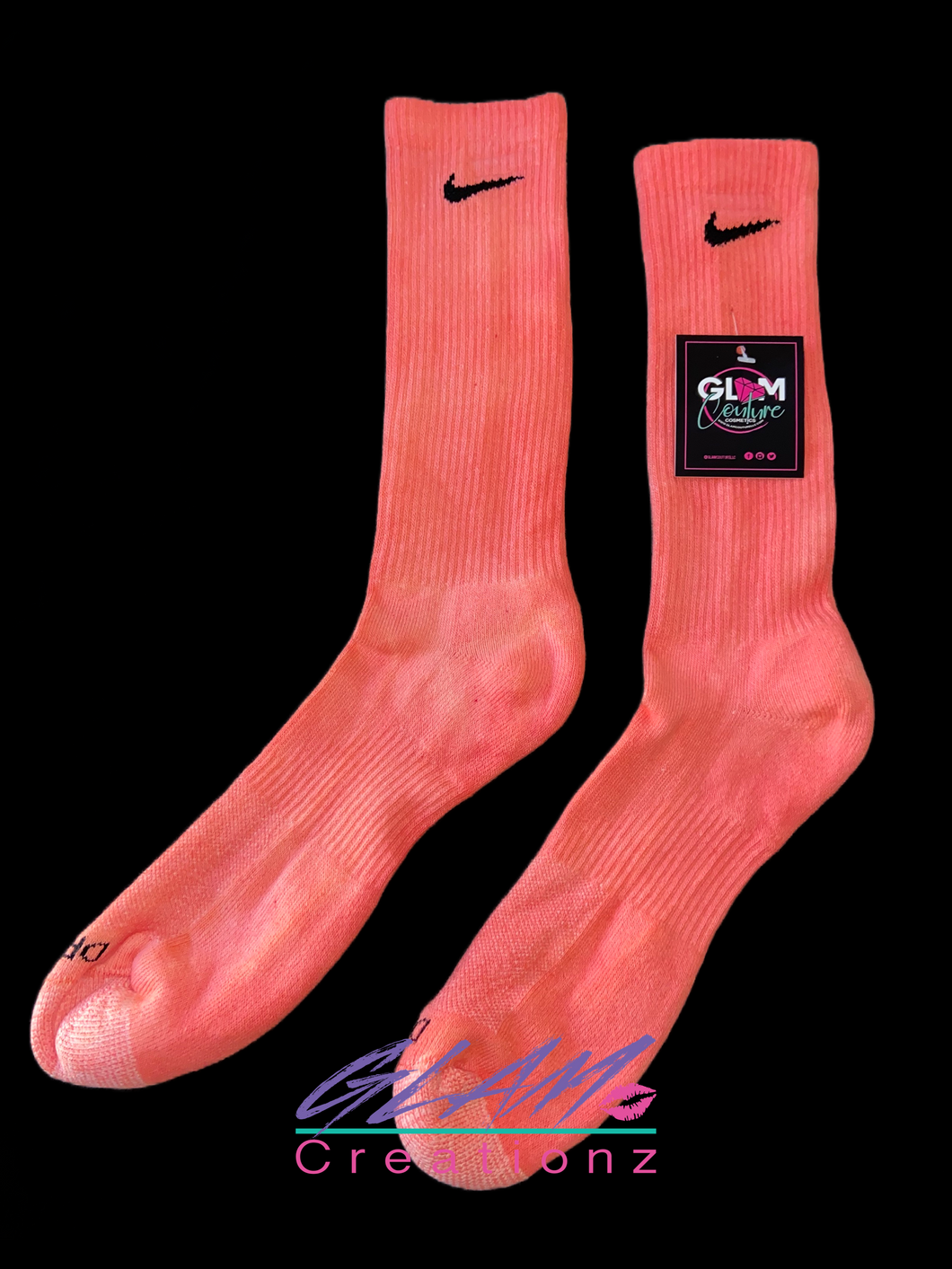 Glam (Inspired) Merch™ - Coral Tie-Dye Nike Socks