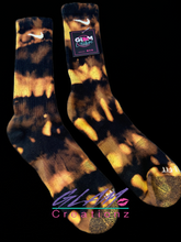 Load image into Gallery viewer, Glam (Inspired) Merch™ -Yellow Reverse Tie-Dye Nike Socks
