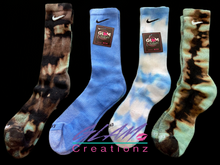 Load image into Gallery viewer, Glam (Inspired) Merch™ -Blue Reverse Tie-Dye Nike Socks
