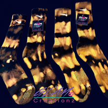 Load image into Gallery viewer, Glam (Inspired) Merch™ -Yellow Reverse Tie-Dye Nike Socks
