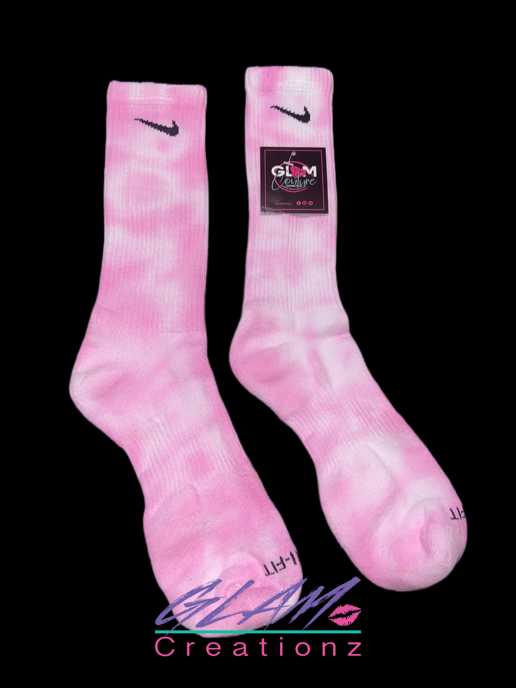 Glam (Inspired) Merch™ - Hot Pink & White Tie-Dye Nike Socks